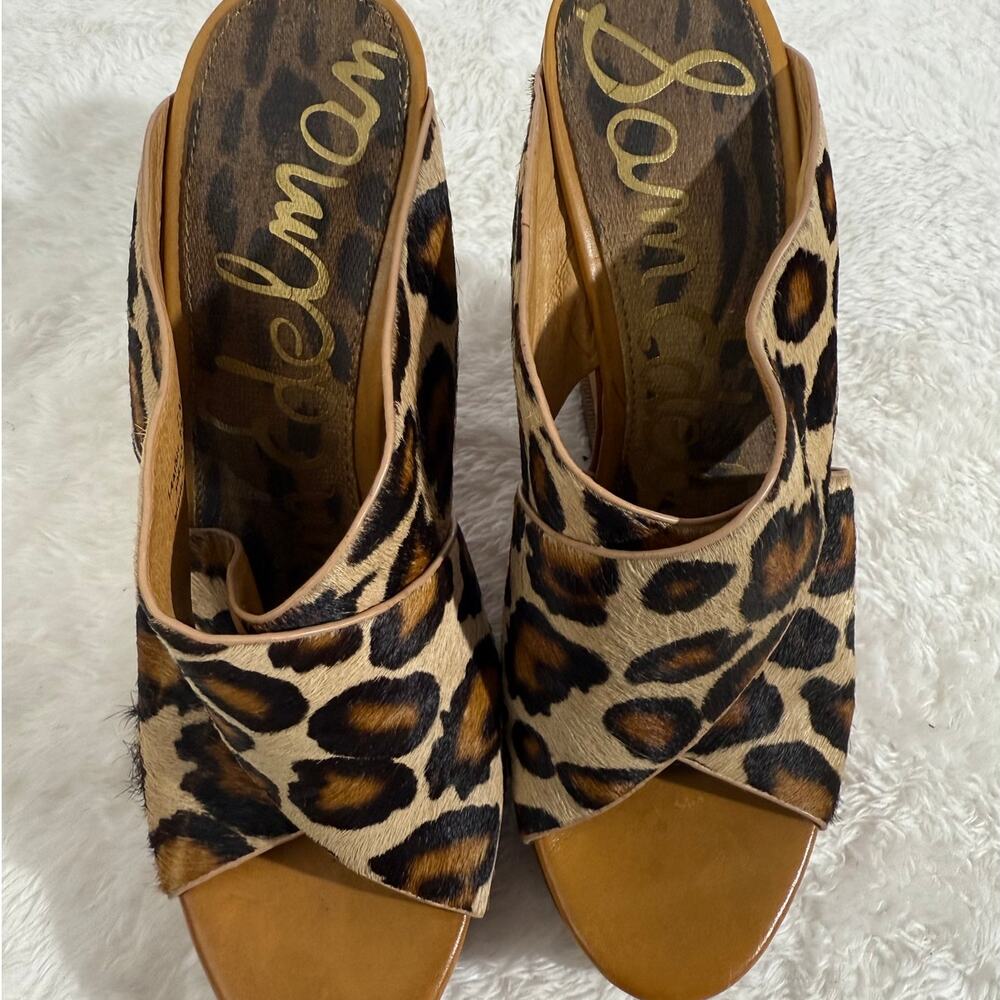 Sam Edelman JOR6IA Leopard Print Pony/Calf-hair Mule Wedge Size 7M